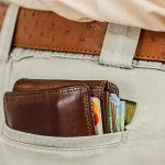 wallet, cash, pocket, credit card, money, purse, leather, currency, male, man, belt, waistband, consumer, wealth, closeup, money, money, money, money, money