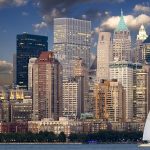 new york, skyline, manhattan, hudson, skyscraper, urban, new york city, city, ny, nyc, usa, panorama, united states, america, evening atmosphere, sailboat, landscape, new york, new york, new york, new york, new york