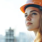 ai generated, construction, engineer, woman, site manager, construction worker, construction site, safety, helmet, young, builder, worker, female, professional, industry, safety gear, job, site, laborer, project, team, career, skills, safe, copy space