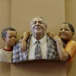 homage to medicare and medicaid, sculpture, art, artistic, man, children