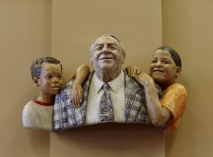 homage to medicare and medicaid, sculpture, art, artistic, man, children