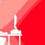 desk, computer, silhouette, training, skills, experience, development, e-learning, online course, red, pink, coding, programmer, cyber, internet, online meeting, professional, person, work, entrepreneur, career, conclusion, psychologist, shoping, good morning