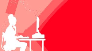 desk, computer, silhouette, training, skills, experience, development, e-learning, online course, red, pink, coding, programmer, cyber, internet, online meeting, professional, person, work, entrepreneur, career, conclusion, psychologist, shoping, good morning